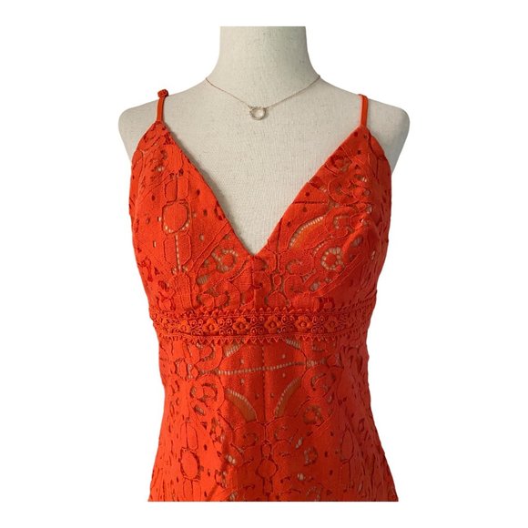 Aeropostale Dress Women Size Medium Tangerine Dream Mini Embroidered Lined Shift - Picture 12 of 13